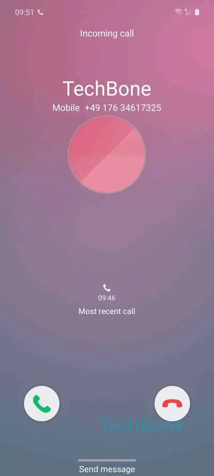 Reject an Incoming Call – One UI 2: step 1 – Tap and hold the red call icon