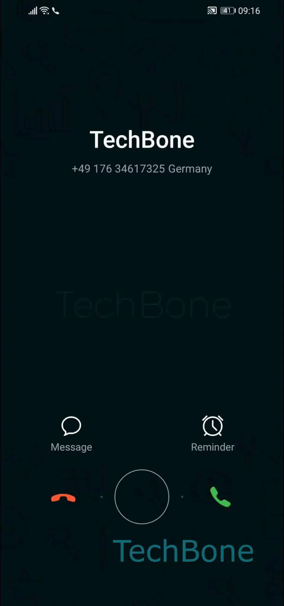 Answering an Incoming Call – EMUI: step 1 – Tap and hold the circle icon
