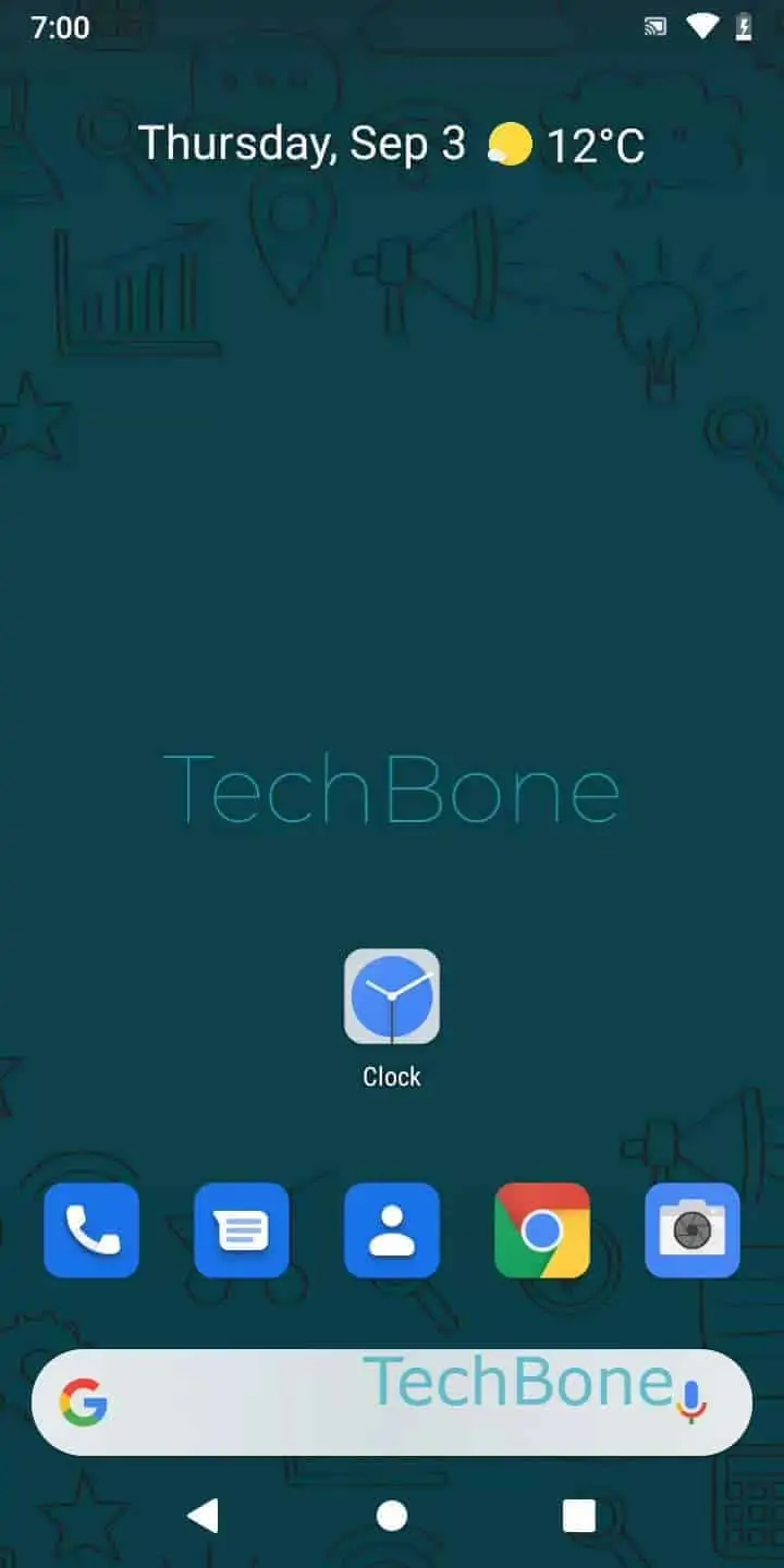 Assign Alarm Functions to Volume Buttons – Android 9: step 1 – Open the Clock app