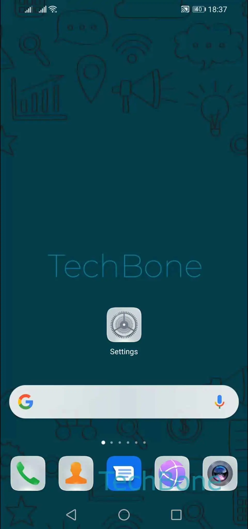 Remove Google Search Bar from Home Screen – EMUI: step 1 – Tap and hold the Google search bar