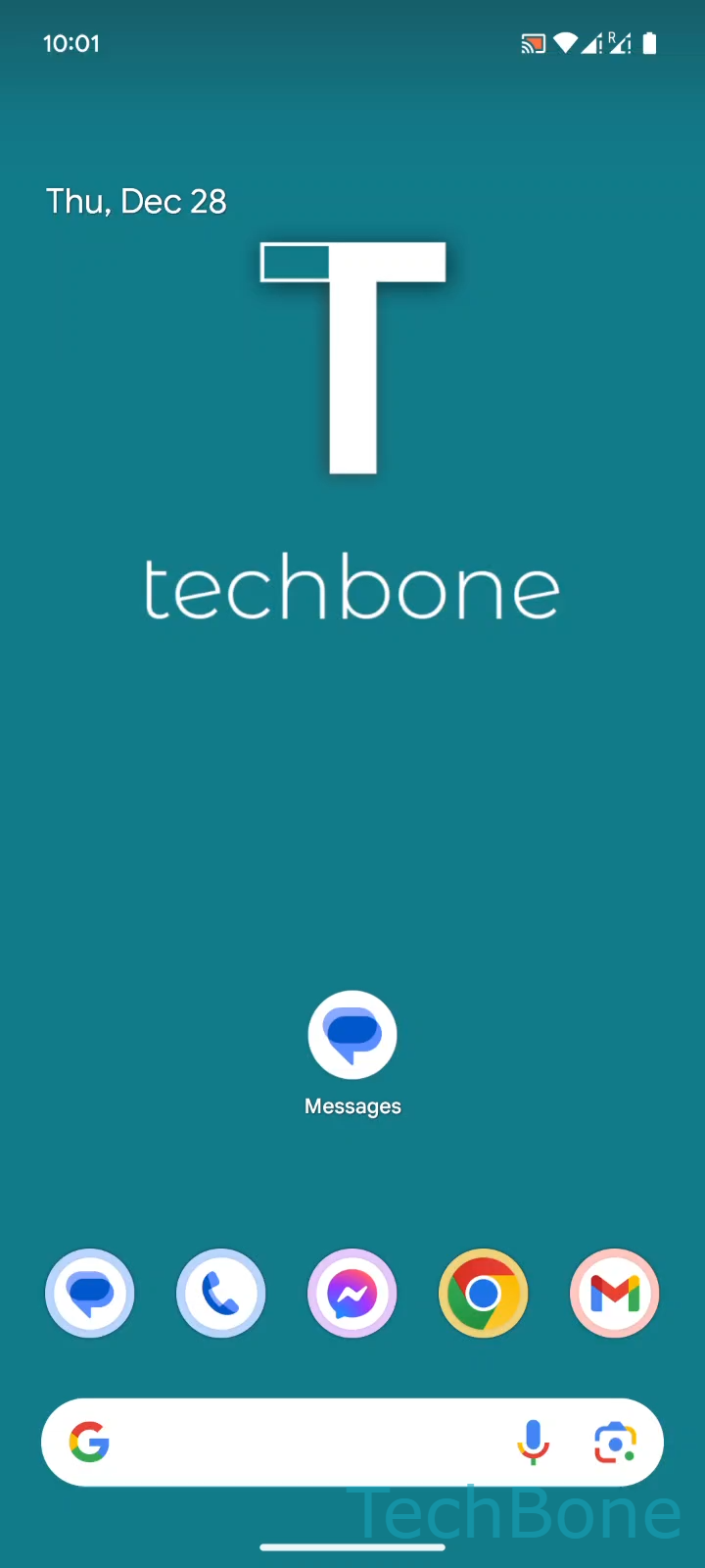Dark or Light Theme for Messages App – Android 14: step 1 – Tap on Messages