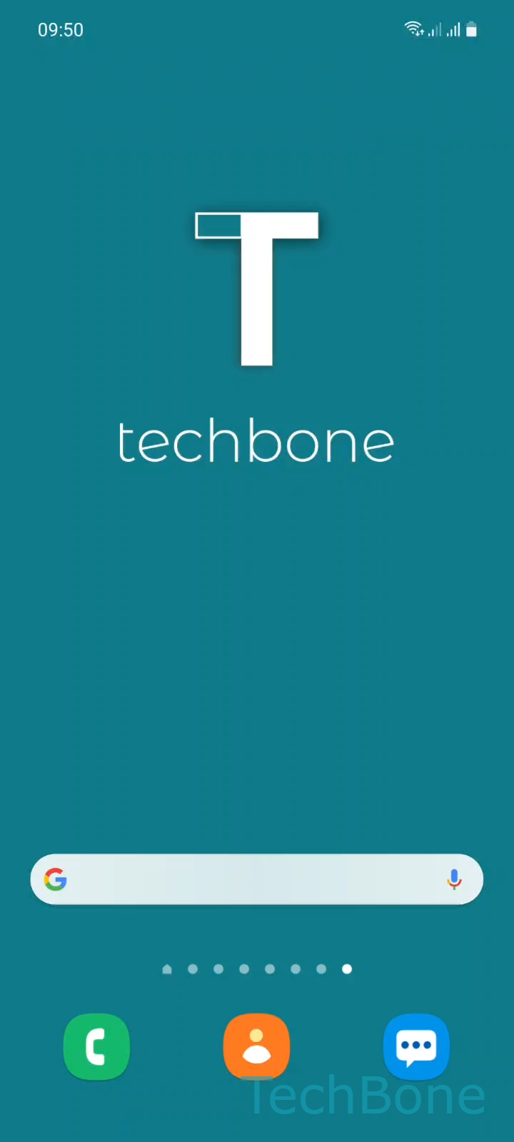 Remove Google Search Bar from Home Screen – One UI 3: step 1 – Tap and hold the Google SearchBar