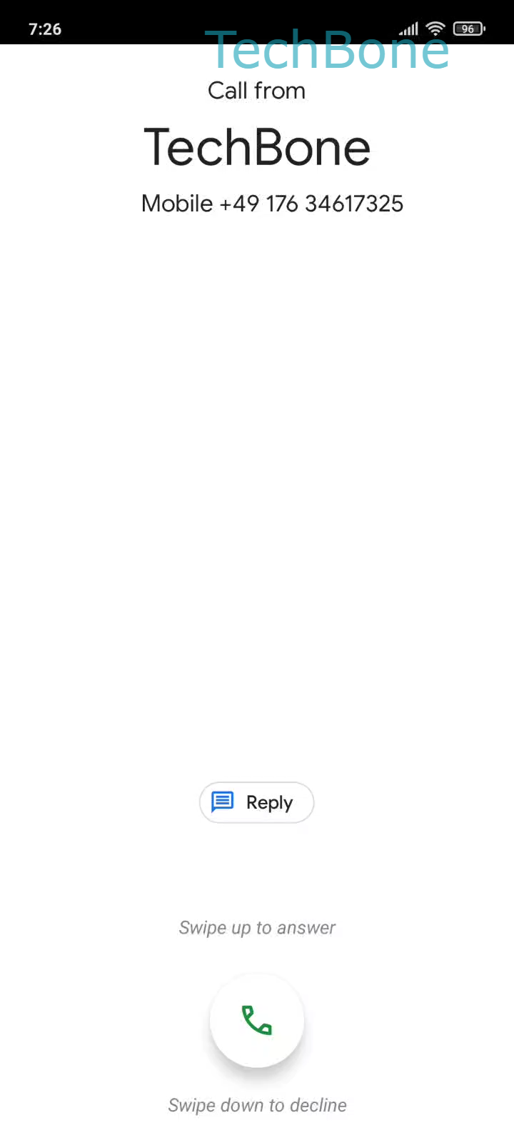Answer an Incoming Call on the Lock Screen – MIUI: step 1 – Drag the Phone buttonupwards